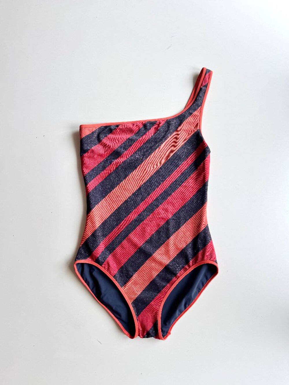 MARC BY MARC JACOBS Cory Reversible Striped One Shoulder One Piece Swimsuit